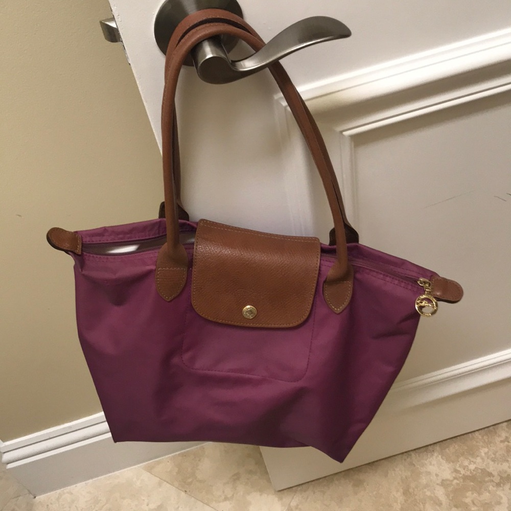 Longchamp Plum and Cognac Shoulder Bag